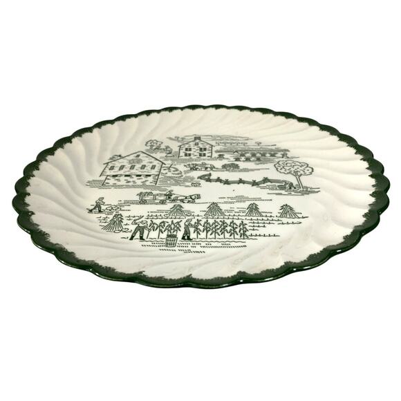 Countryside 12" Underglaze Chop Serving Platter Print Amish Harvest Royal China - Picture 2 of 9